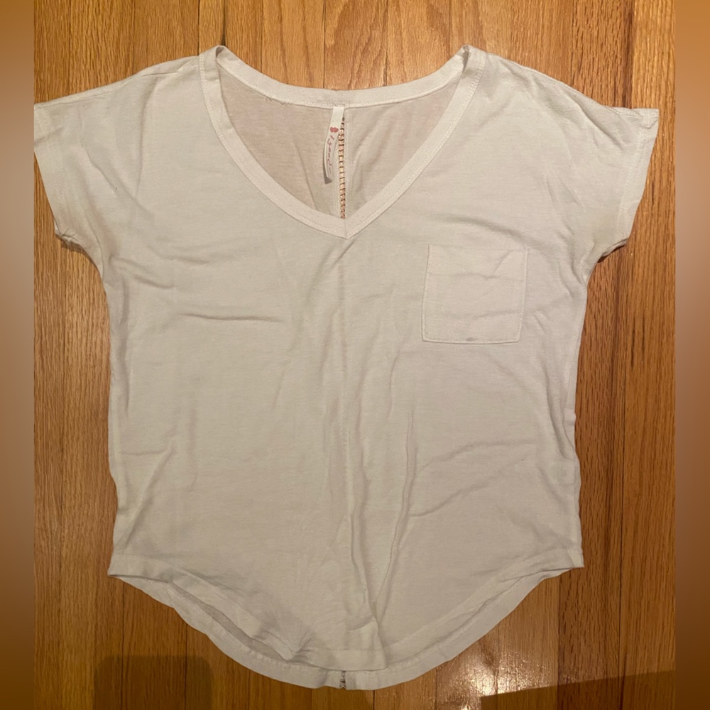 White T-shirt with open stripe detailing